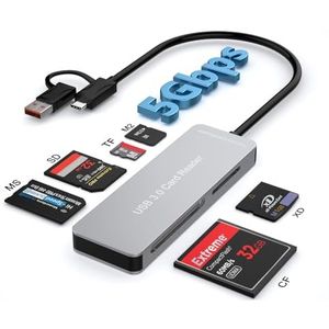 USB 3.0 - Multi-Card Reader - 6-in-1 - Voor SD/TF/MS/M2/XD/CF - 5Gbps