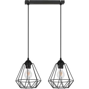 Light-Home Corral Industrieel Pendellamp - Moderne Hanglampe voor Woonkamer, Slaapkamer Eetkamer en Keuken – Metalen Hanglamp - 2 Lichtbronnen - Zwart