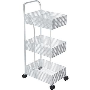 Keukentrolley Opbergwagen 3-Tier IJzeren Rek Slaapkamer Metalen Mobiele Opbergrek Verrijdbare Trolley Winkelwagen Keuken Utility Cart Rolwagen (Color : White, Size : 37x24x78)