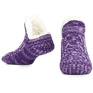 CityComfort Pantoffels voor dames en tieners, gezellige warme fleece gevoerde bedsokken - cadeaus voor haar, Paars, one size