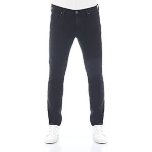 Lee Luke Jeans voor heren, slim fit, taps toelopend, katoen, denim stretch, blauw, zwart, grijs, W27, W28, W29, W30, W31, W32, W33, W34, W36, W38, Rinse Black (Lss2pcqe3), 33W / 32L