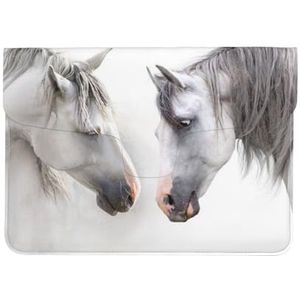 Witte paarden, lederen laptophoes, notebooktas laptophoes voor tablet