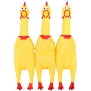 LEGEND SANDY Schreeuwende kip, geel rubber piepende kippenspeelgoed nieuwigheid en duurzame rubberen kip voor kinderen en honden, rubberen kippen waarde 3 stuks