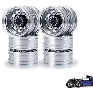 AXspeed 4 stks Achterwiel Velgen Metalen Wiel Hubs voor 1/14e Tamiya Tractor Truck Klimmen Trailer Cargo Upgrade Onderdelen