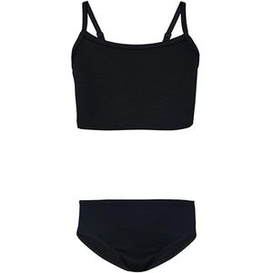 Aquarti Meisjes Bikini Set Bustier Bikini Brief Tweedelig Badpak Zwempak, 038 Jacquard stippen zwart, 164