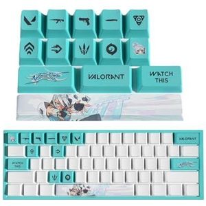 ButkUs Valorant Jett 14 stuks keycaps voor mechanisch gaming-toetsenbord, pc, universeel, PBT OEM-profielverf, sublimatie, slijtvaste coating, cadeau voor vrienden