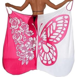 Dames Badpak Vlinder Print Cover-ups voor Vrouwen Strand Rok Sjaal Sexy Mesh Bijpassende Kleur Zwemkleding Cover-ups voor Vrouwen Zwempak Bikini Cover Up Dames Zee (WH2)