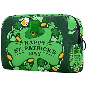 St Patrick's Day groene klaver klaver make-up tas voor portemonnee draagbare reisorganizer tas voor toiletartikelen schoonheidstas waterdichte geschenken cosmetische tassen voor vrouwen, Multi kleuren