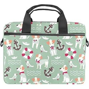 Cartoon Hond Sailor Laptop Schouder Messenger Bag Crossbody Aktetas Messenger Sleeve voor 13 13.3 14.5 Inch Laptop Tablet Beschermen Tote Bag Case, Meerkleurig, 11x14.5x1.2in /28x36.8x3 cm