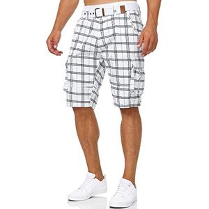 INDICODE Heren Monroe Cargo Shorts | Cargo korte broek met riem Optical Check M
