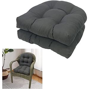 QLXYYFC Set van 2 zitkussens met rugleuning. Buitenkussens | Waterdichte, gewatteerde en ademende rotan meubelen, stoelen (Color : Grey, Size : 48x48cm)