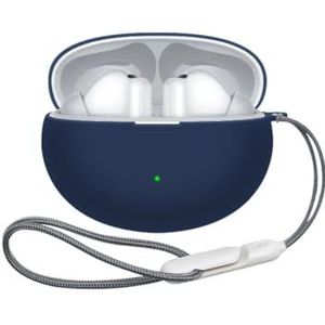 Hoofdtelefoon beschermhoes voor Huawei Freebuds 6i zachte siliconen hoes met nylon sleutelkoord anti-stof hoes (blauw)
