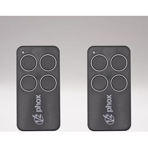 V2 PHOX4 Contract 47 – set van 2 afstandsbedieningen – 433,92 MHz | 4 kanalen | veilige rolling code | compatibel met poort en garage | controleer je contract voor aankoop + 1 Domobip sleutelhanger