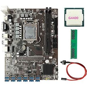 AMIUHOUN B250C 12P Moederbord is Geschikt voor LGA1151 12 USB3.0 PCIE GPU Slot+G4400 CPU+DDR4 4G 2666MHZ Geheugen+Schakelkabel