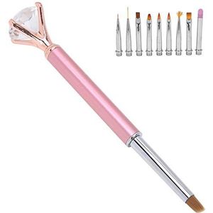 Nail Art Brush Set, Nail Art Schilderen Pen Steentjes Tip Flexibel Verschillende Effecten Vervangende Kop voor Vrouwen voor Manicure Tool(Rose goud)