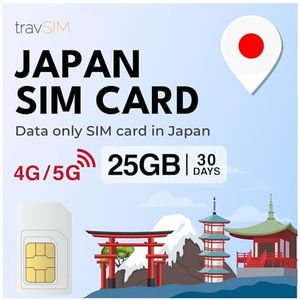 travSIM Japan SIM Card | 5GB mobiele data | Werkt op iOS- en Android-apparaten | Dit simkaart Japan is 15 dagen geldig.