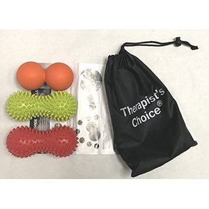 Therapist's Choice® 3-pack pinda bal massage kit - 2 pittige massage pinda ballen (1 x hard & 1 x zacht), 1 x dubbele pinda massage lacrosse ballen, stressreflexologie, stekelvarken sensorische bal set
