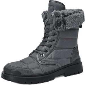 HJUGHPN Heren Laarzen Outdoor Waterdichte Winter Laarzen Antislip Enkellaarzen Super Warme Sneeuwlaarzen Lace Up Hoge Top Lederen Hoge Top Big Size Mannen, Grijs, 38 EU