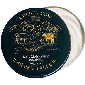 Geklopte rundertalgbalsem – Gezichtscrème en bodylotion met grasgevoerd talg – Oudhgeur (100 g) – Golden Cow balsem voor droge huid – Natuurlijke en biologische verzorging van Forticare