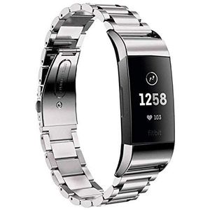 Metalen band Compatibel met Fitbit Charge 3 Charge 4 Bands Vervanging Bandjes Rvs voor Charge 3 Smartwatch Heren & Vrouwen (Zilver)