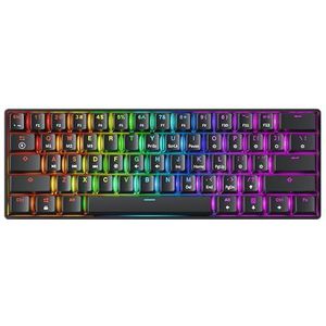 GK61 Mechanisch Gaming-toetsenbord - 61 toetsen Multi Color RGB Verlichte LED Backlit Bedraad Programmeerbaar voor PC/Mac Gamer (Gateron Optisch Zwart, Zwart)