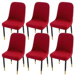 Eetkamerstoelhoes, eetkamerstoelhoezen, Gestreepte eetkamerstoelhoezen, stretchstoel hoes met elastische bodem Afneembare stoelhoezen met gebogen rug for woonkamer-rood-set van 4(Color:Rosso)