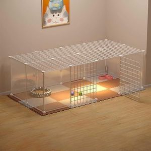 Huisdier， Kattenverblijf - Kattenverblijf - Kattenhek - Frettenhek - Kleine hondenkooien - Kattenbedden for binnen - Afneembare metalen kattenkooien - Fa(147x75x47cm)