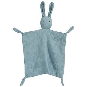 Baby mousseline badhanddoeken, katoenen gaas troostende zakdoek, konijnpop voor babyslaap huidvriendelijke slaap speelkameraad voor baby blauw zwart