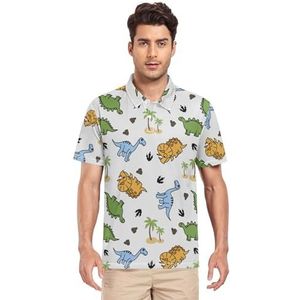 LI ZHI XIN Heren poloshirt met korte mouwen werk T-shirt zomer top klassieke kraag sweatshirt met 2 knopen voor golf tennis outdoor sport dier dinosaurus tropische boom, Meerkleurig, S