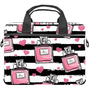 Roze Parfum Streep Patroon Laptop Schouder Messenger Bag Crossbody Aktetas Messenger Sleeve voor 13 13.3 14.5 Inch Laptop Tablet Beschermen Tote Bag Case, Meerkleurig, 11x14.5x1.2in /28x36.8x3 cm