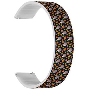 RYANUKA Solo Loop band compatibel met Ticwatch Pro 3 Ultra GPS/Pro 3 GPS/Pro 4G LTE / E2 / S2 (Autumn Leaves Hedgehog) quick-release 22 mm rekbare siliconen band band accessoire, Siliconen, Geen