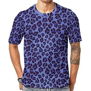 Blauwe luipaardprint heren Crew T-shirts korte mouw T-shirt casual atletische zomer tops