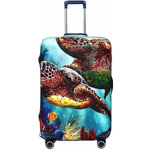PEIXEN Zeeschildpadden diamant schilderij bagagehoes elastische wasbare kofferbeschermer anti-kras reiskoffer hoes past 45-70 cm, Zwart, XL