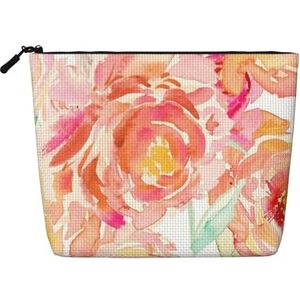 FZGGWYHL Perzik Pioen Gedrukte Fake Hennep Hennep Make-up Bag Dagelijkse Opbergtas, Zwart, Eén maat, Tas Organizer