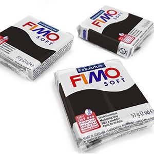 FIMO Zachte polymeer-oven-modelleermassa, de populairste kleuren, 57 g, set van 3, zwart