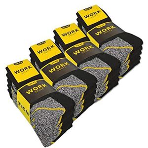 10 of 20 Paar Werksokken Heren Katoen WORK (39-42, 20 paar | Zwart/gemêleerd grijs)