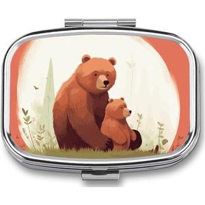 Beer Knuffel Pillendoos Pil Case Leuke Pil Organizer Pil Houder Geneeskunde Pil Organizer Pil Container Dagelijkse Pil Organizer Kleine Pillendoos Pil Case voor Portemonnee Pocket