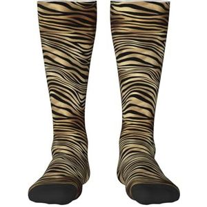 YsoLda Kousen Compressie Sokken Unisex Knie Hoge Sokken Sport Sokken 55Cm Voor Reizen,Afrikaanse Zwart Goud Zebra Animal Skin Sepia, zoals afgebeeld, 22 Plus Tall