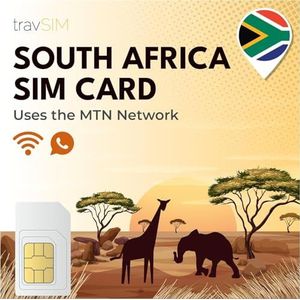travSIM Zuid-Afrikaanse simkaart| Maakt gebruik van het MTN-netwerk| 100GB mobiele data op 4G-snelheden| Simkaart voor Zuid-Afrika kan tot 3 apparaten hotspotten| Geldig voor 30 dagen