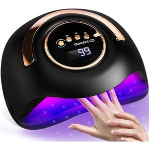 GUHAOOL 180W nageldrogerlamp, UV-lamp voor gelnagels, UV-lamp nagels professioneel met handvat, 4 timerinstellingen, sensor LCD-display, afneembare voet, voor nageldroger voor alle nagellakken, zwart