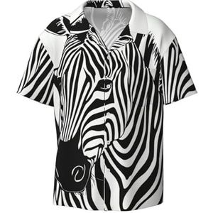 OdDdot Zebra Print Print Heren Jurk Shirts Atletische Slim Fit Korte Mouw Casual Business Button Down Shirt, Zwart, XXL