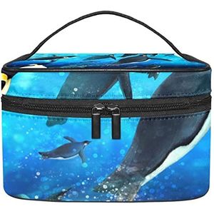 Penguin make-up organizer tas, reismake-up tas organizer case draagbare cosmetische tas voor vrouwen en meisjes toiletartikelen, Meerkleurig, 22.5x15x13.8cm/8.9x5.9x5.4in