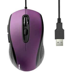 TECKNET 3600DPI Optical Business Mouse Ergonomische Bedraad Muis met 6 Knoppen 4 Verstelbare DPI-level, USB-Plug & Play, voor Laptop/PC/Mac - Paars