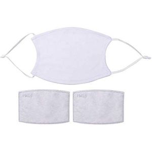 Wit stofmasker met 2 filters en spatbeschermingsmaskers.