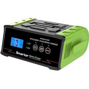 Autolader, 12 V/24 V Auto Batterij Oplader 300 W/400 W Smart Charger Automatische Batterij Reparatie Self-stop Nat Droog Lood-zuur Digitale LCD Display(80W)