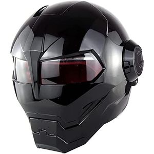 Motorhelm Motorfiets Full Face Open Helm ECE Gecertificeerd Iron Man Transformers Helm Flip Up Full Face Motorhelmen Voor Volwassenen Mannen Vrouwen E,L