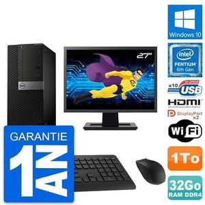 Dell PC Tower 5050 display, 27 inch, Intel G4400 RAM, 32 GB, harde schijf 1 TB, HDMI, Windows 10, wifi (gereviseerd)