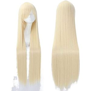 Pruiken Haarpruiken Luchtvolume Hoge temperatuur Zachte zijde Bulkhaar Lang zijdeachtig recht Big Wave-haar Synthetische pruik, 3.2FT Pruiken Dames (Color : 2)