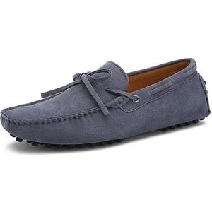 Loafers for heren Schoenen met vierkante neus Nubuckleer Mocassins Rijden Loafers Flexibel Antislip Lichtgewicht Bruiloft Instapper(Color:Gray,Size:43 EU)