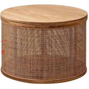 Klein Bijzettafeltje Ronde Massief Houten Homestay Rotan Theetafel Woonkamer Eenvoudige Bank Bijzettafel Glazen Opbergruimte Kleine Theetafel Slaapkamer Bureau(B)